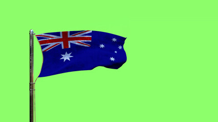 waving flag of Australia for day of the flag on chroma key screen, isolated - object 3D illustration