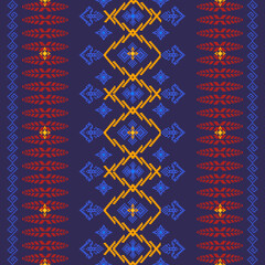pattern with lines, traditional thai fabric, Fabric patterns, clothing, Thai ethnic sarongs Cross-stitch style in the Pixel Seamless Vector format, using geometric shapes arranged in various shapes su