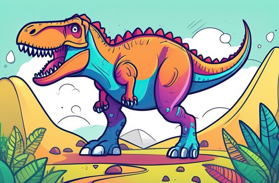 Cartoon tyrannosaurus coloring book -