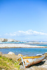 Coast with Boats in Mykonos Greece