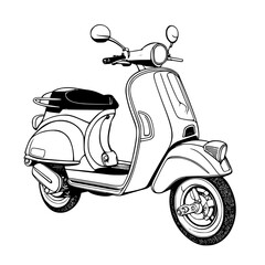 Scooter Motorcycle Bike SVG Black and White Illustration Art Generative AI