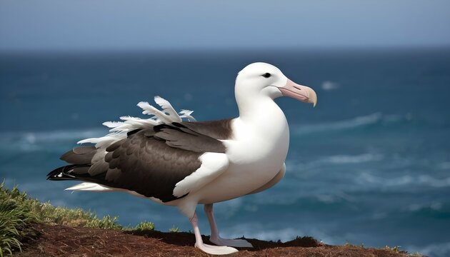An Albatross With Its Feathers Ruffled By The Sea Upscaled