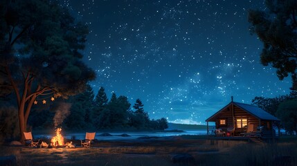 Backyard Camping Under Starry Skies - Cozy Cabin, Crackling Campfire, and Family Memories