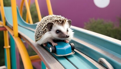 A Hedgehog Sitting On A Roller Coaster Upscaled 11 1