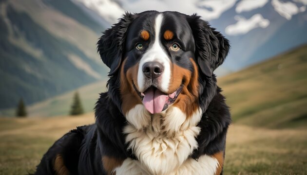 A Majestic Bernese Mountain Dog Posing For A Portr Upscaled 2