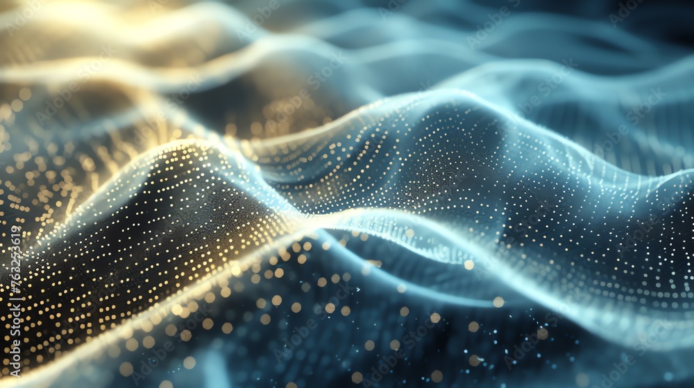 Wall mural data technology abstract futuristic illustration. low poly shape with connecting dots and lines on d