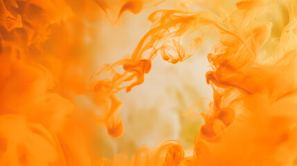 Fototapeta premium Ink Water Swirl Circle Frame Opener Orange Smoke. Copy paste area for texture