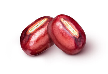 Red adzuki bean (Azuki or japanese red bean) isolated on white background.