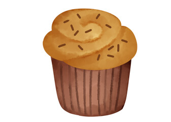 Chocolate cup cake watercolor