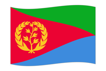 Waving flag of the country Eritrea. Vector illustration.