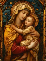 Virgin Mary, Holy Mother of God, mother with a newborn son in her arms, Holy sinless woman with Jesus Christ, religion Christianity