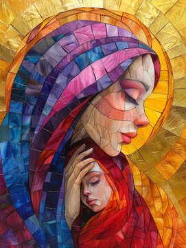 Virgin Mary, Holy Mother of God, mother with a newborn son in her arms, Holy sinless woman with Jesus Christ, religion Christianity