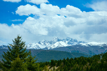 Aba Qiang and Tibetan Autonomous Prefecture, Sichuan Province - mountains and grassland scenery under the blue sky