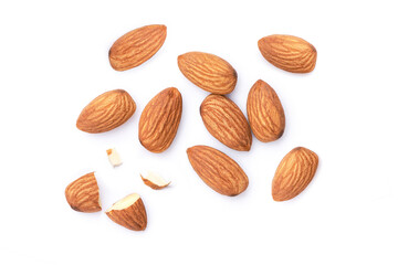almonds isolated on white background