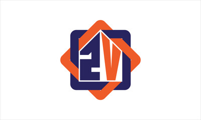ZV real estate logo design vector template.