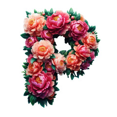 Isolated Floral Letter on a Clear PNG Canvas, Generative AI