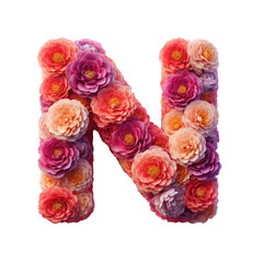 Isolated Floral Letter on a Clear PNG Canvas, Generative AI