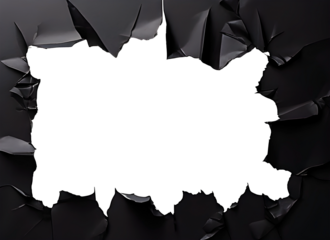 Black paper crumpled and cut ou with a transparent center for your message. Can be used as background. Transparent background.