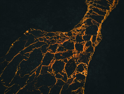 Aerial view of a lava texture in Iceland.