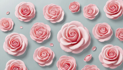 Set white isolated pink rose petal