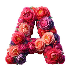 Isolated Floral Letter on a Clear PNG Canvas, Generative AI