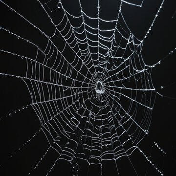 Real spider web isolated on black background