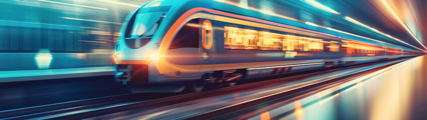 Blurred background of the express modern train in motion.