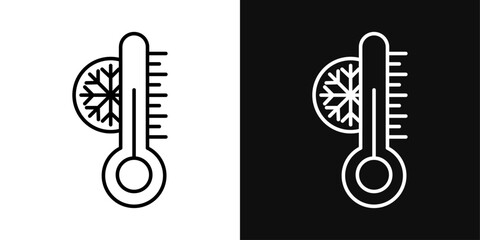 Low Temperature Thermometer Icons. Cold Weather Measurement and Indicator Symbols - obrazy, fototapety, plakaty