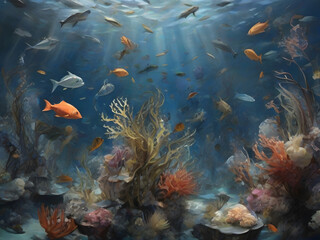 Fototapeta na wymiar Coral reefs in the sea