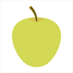 Yellow-green apple with a leaf isolated on a white background. Colored icon, flat style. Scalable to any size. Vector Illustration. Abstract image of apple variety Golden Delicious.