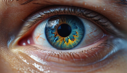 Human eye in extreme close-up. Generative AI.

 - obrazy, fototapety, plakaty