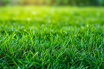 The sunlight shines on the green grass. AI technology generated image