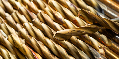 abstract background with metal drills. metal drills for the background with free space for...