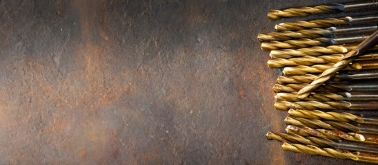 abstract background with metal drills. metal drills for the background with free space for...