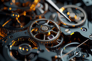 Clock gear. AI technology generated image