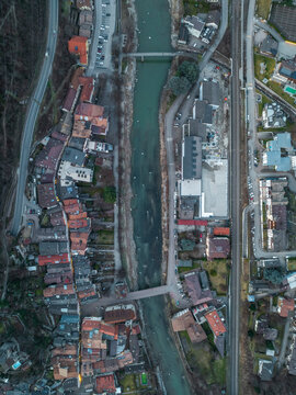 Aerial view of Klausen, South Tyrol, Italy.