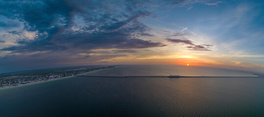 Aerial view of dock, Progreso, Yucatan, Mexico.