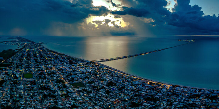 Aerial view of Progreso, Yucatan, Mexico.