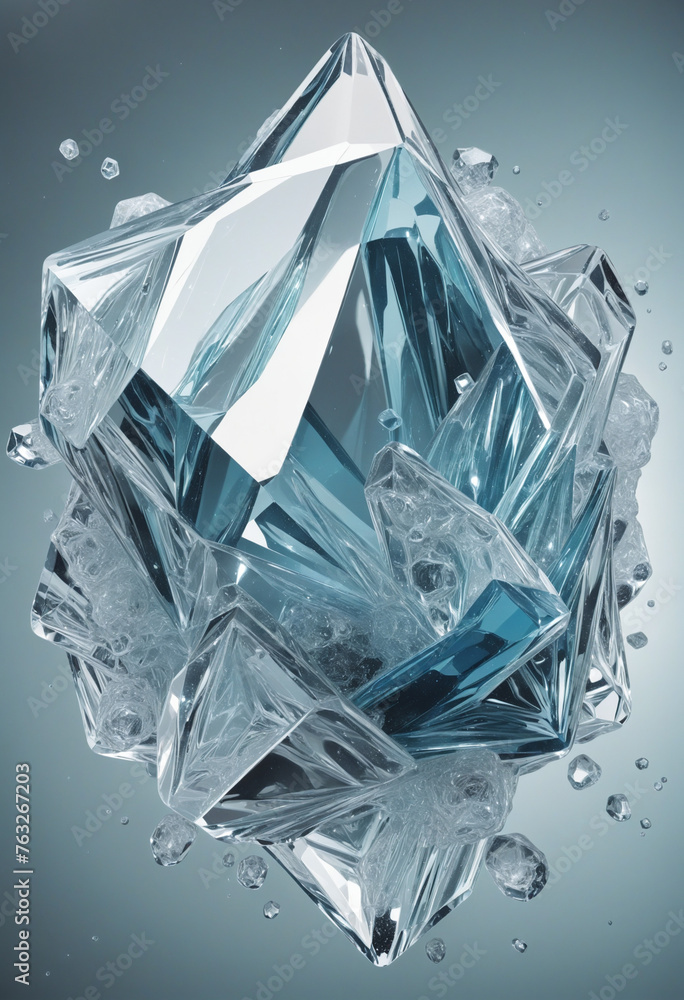 Poster flowing liquid meteorites frozen in an abstract futuristic 3d texture isolated on a transparent back