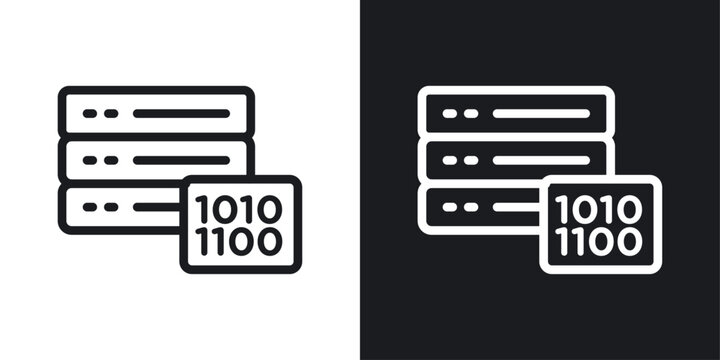 Database and Data Management Icons. Digital Server and Data Storage Symbols