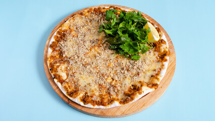 Walnut lahmacun top view