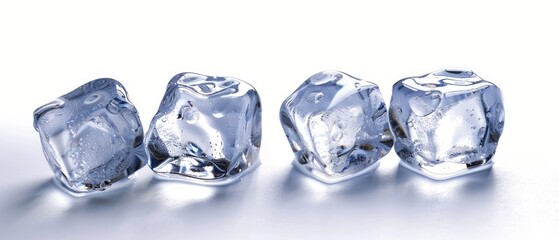 Obraz premium Crystal clear ice cubes isolated over white background. Clear ice in cube shape.