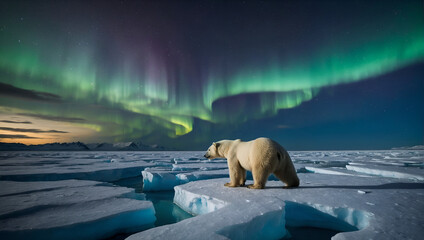 Polar Bear in its Natural Habitat - obrazy, fototapety, plakaty