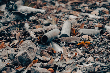 shell casings after a shooting battle in Ukraine