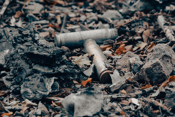 shell casings after a shooting battle in Ukraine