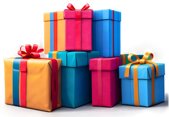 Gift Box Wrapped With Colourful Recycled Paper, Environmental Awareness For Climate Changes, 3D Illustration PNG File