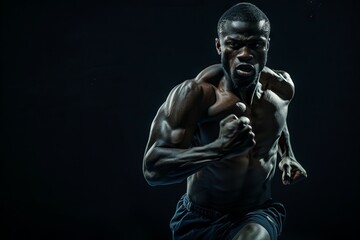 Fototapeta na wymiar Sprinter is running. Studio photo of athlete. 