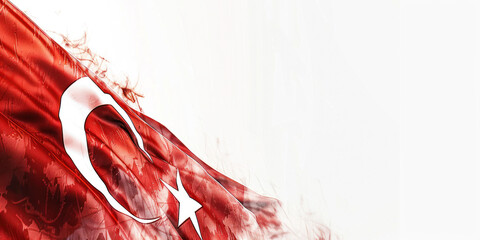 Turkey - flag with copyspace for your text, white background.