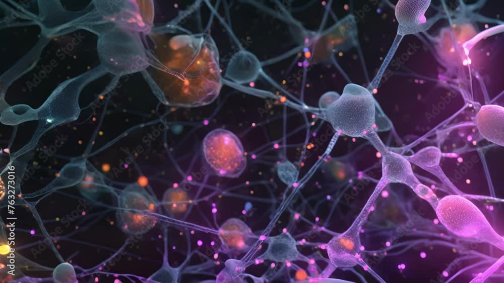 Poster a microscopic view of human cells on a pathology slide with ai technology working to identify any ab