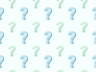 Wallpaper with seamless arrangement pattern of light blue and green question mark symbols floating on light blue background
